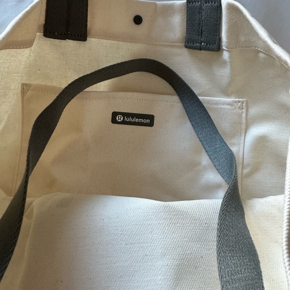 New - double handle canvas tote in Natural & grey sage - Picture 4 of 6